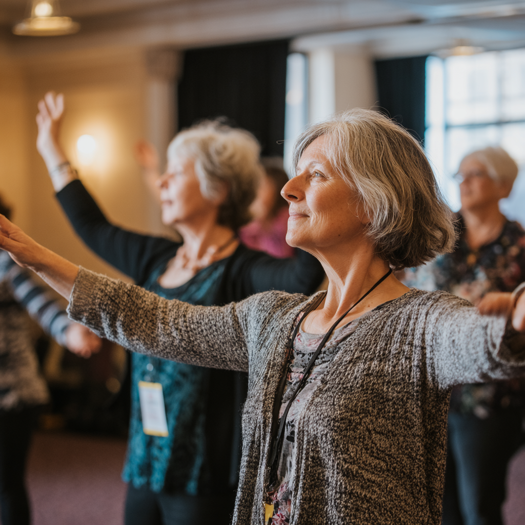 Middle-aged adults participating in gentle movement education sessions